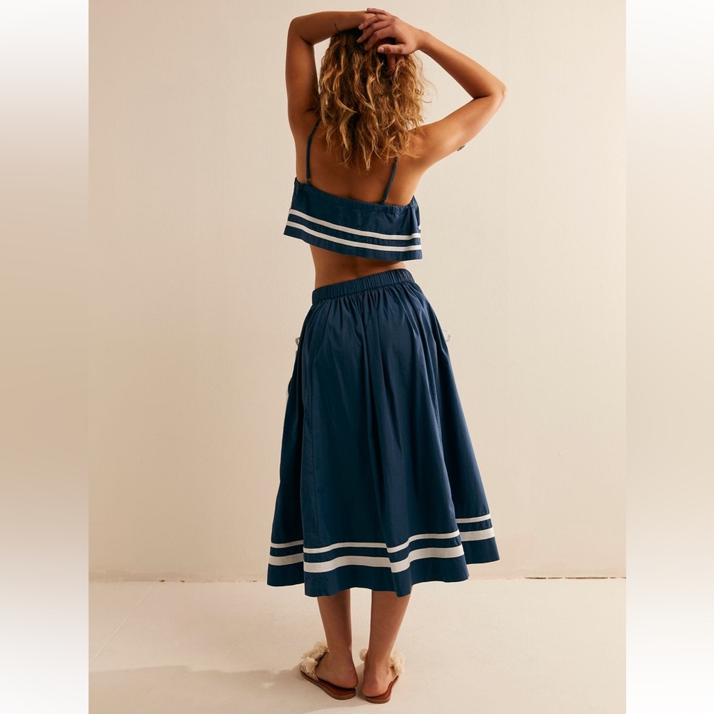 NWT Free People Fischer 100% Cotton Skirt Set Dark Denim Combo Blue XS - Picture 5 of 13